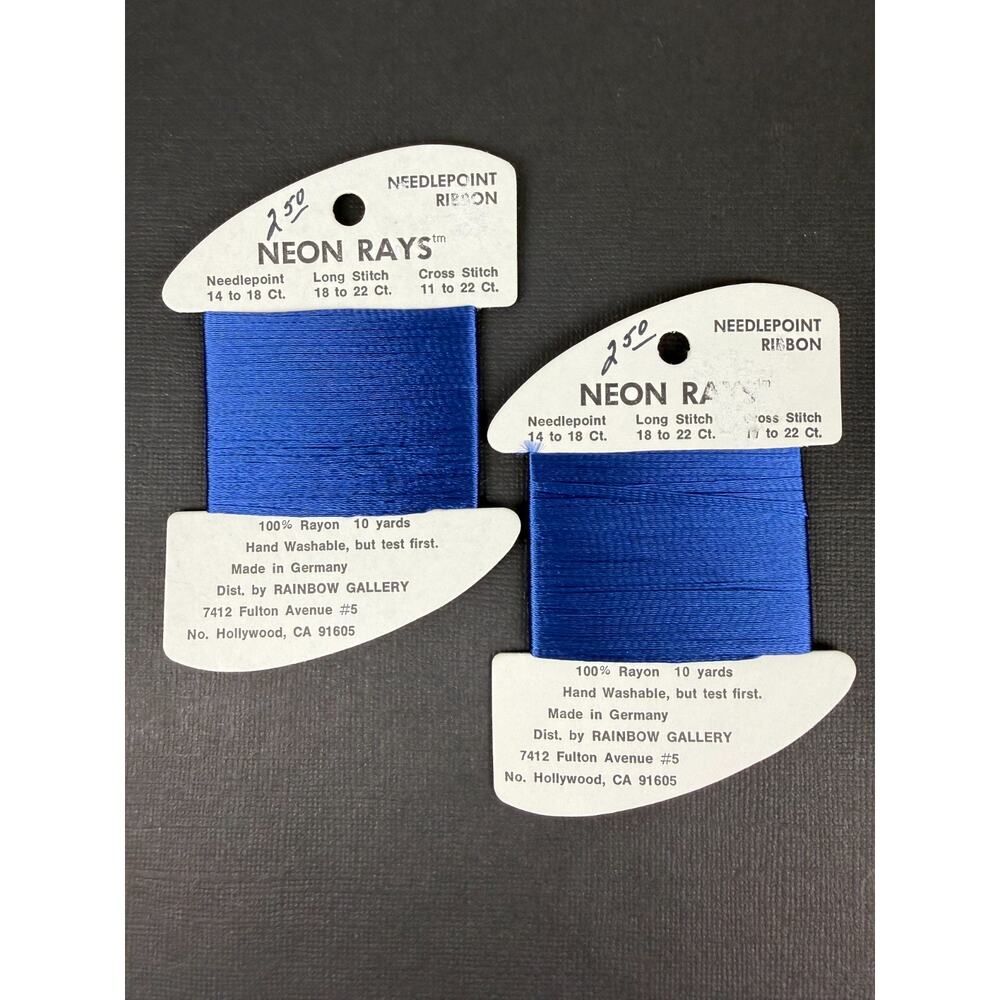 2 Neon Rays Needlepoint Ribbon Rainbow Gallery N59 Royal Blue